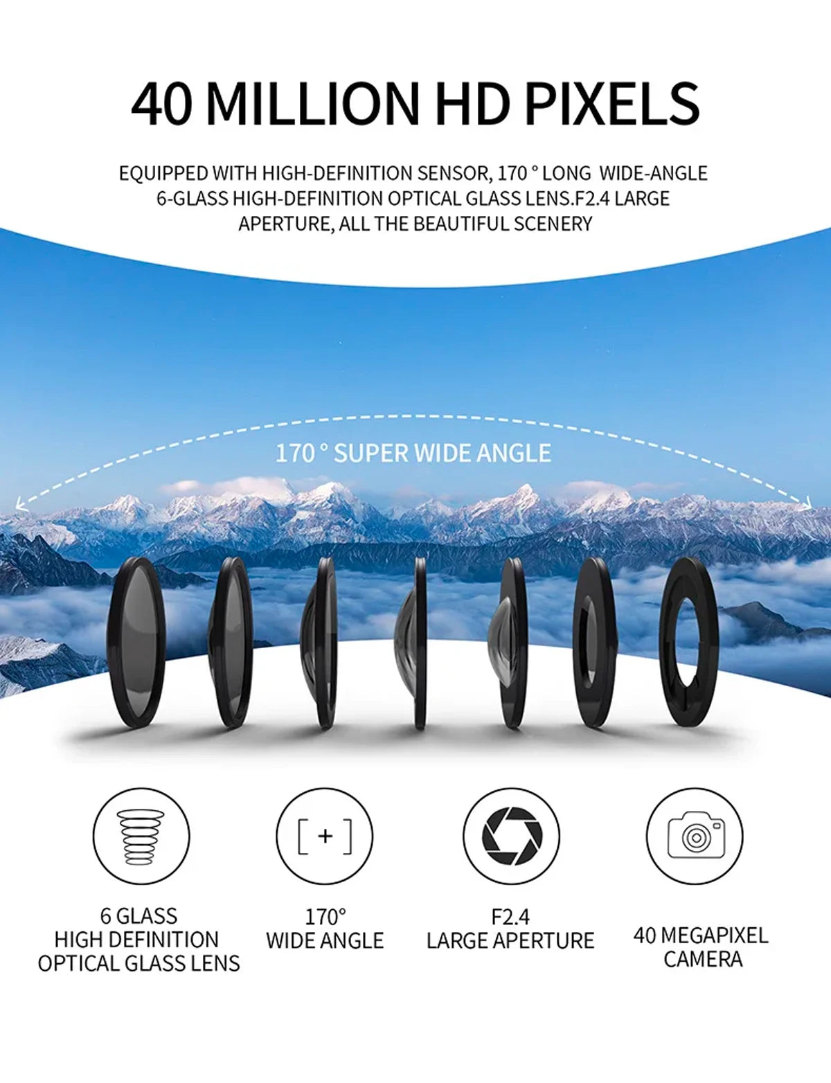 4K WiFi Action Camera with Remote Control Waterproof Sports Camera 170 Degree Wide Angle Helmet and Bicycle Recording Device
