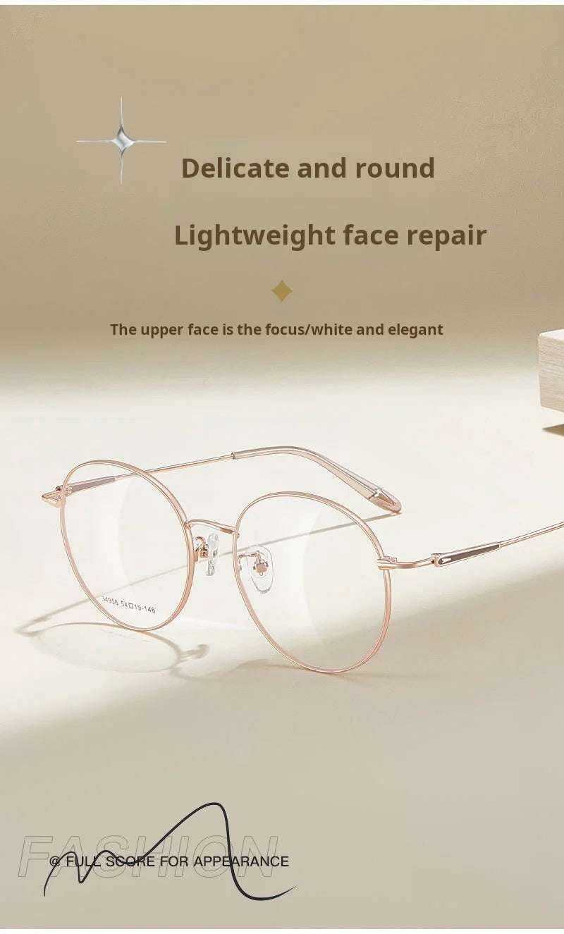 Retro Round Lightweight Alloy Eyeglasses Frames