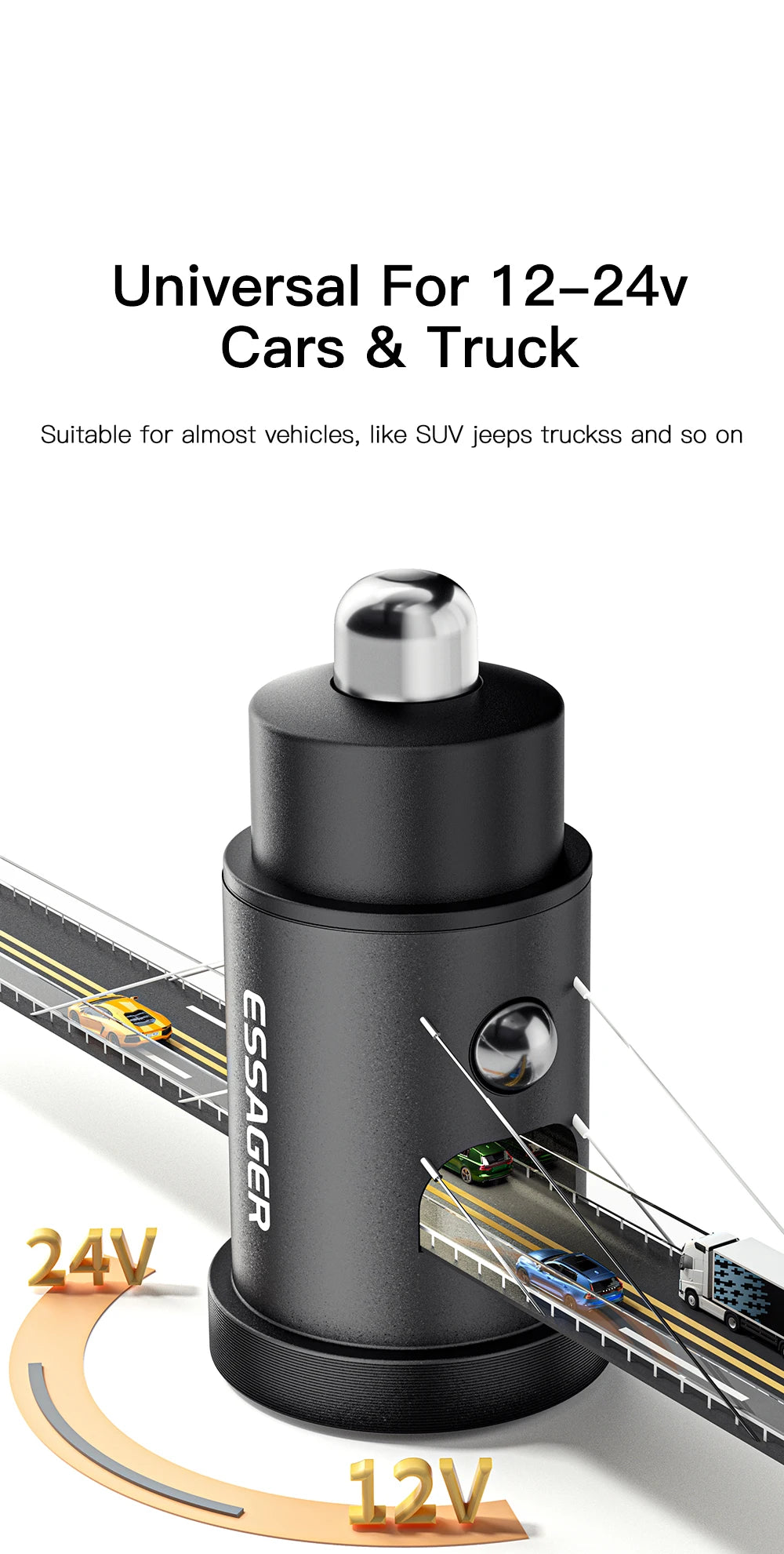 30W / 45W USB-C + USB-A Fast Car Charger (PD + QC 4.0)