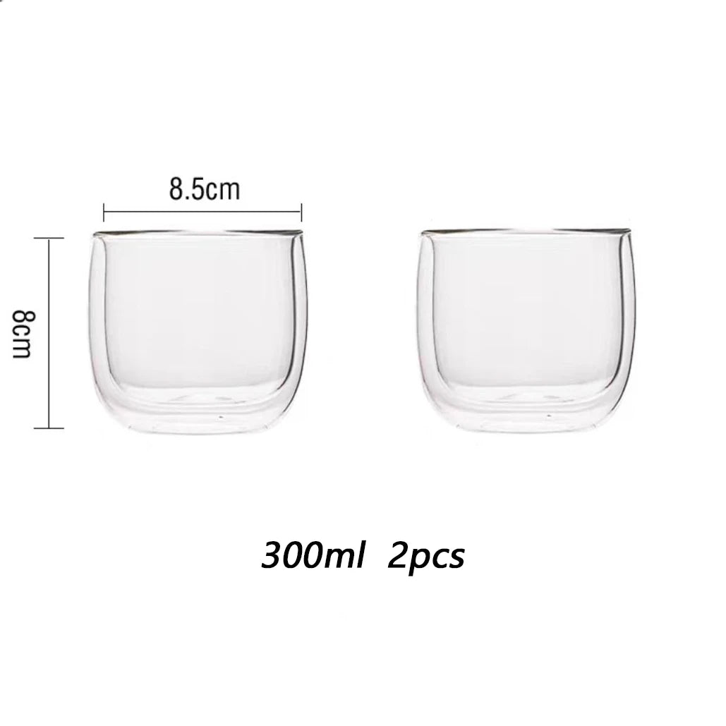 2/4pcs Double Walled Glass Coffee Cup Set Of 240/300ml Cup With Insulated Layer For Latte Cappuccino Heatresist Teacup Milk Mug