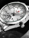 Stainless teel Sport Waterproof Male Watches Quartz Date Display Clock