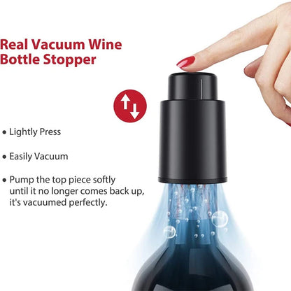 Vacuum Wine Bottle Cap Stopper Sealed Storage Vacuum Memory Wine Stopper Push Style Bar Tools Barware Wine Cork Black