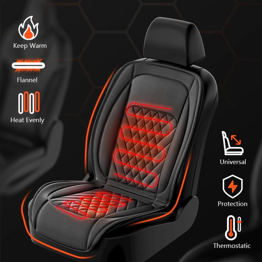 12V 24V Heated Car Seat Cover Quick Heating Flannel Cushion With Intelligent Temperature Control