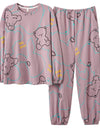 Women’s Cute Lazy Style Cotton Pajama Set – Soft, Loose Long Sleeves & Pants