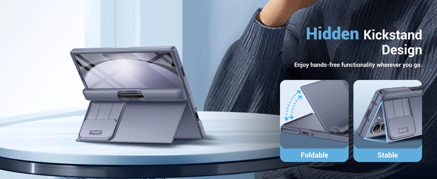 Big Stand For Z Fold 5 Case with Slide Camera Cover Built-in HD Screen Protector Full Body Heavy Duty Shockproof Slim Phone Case