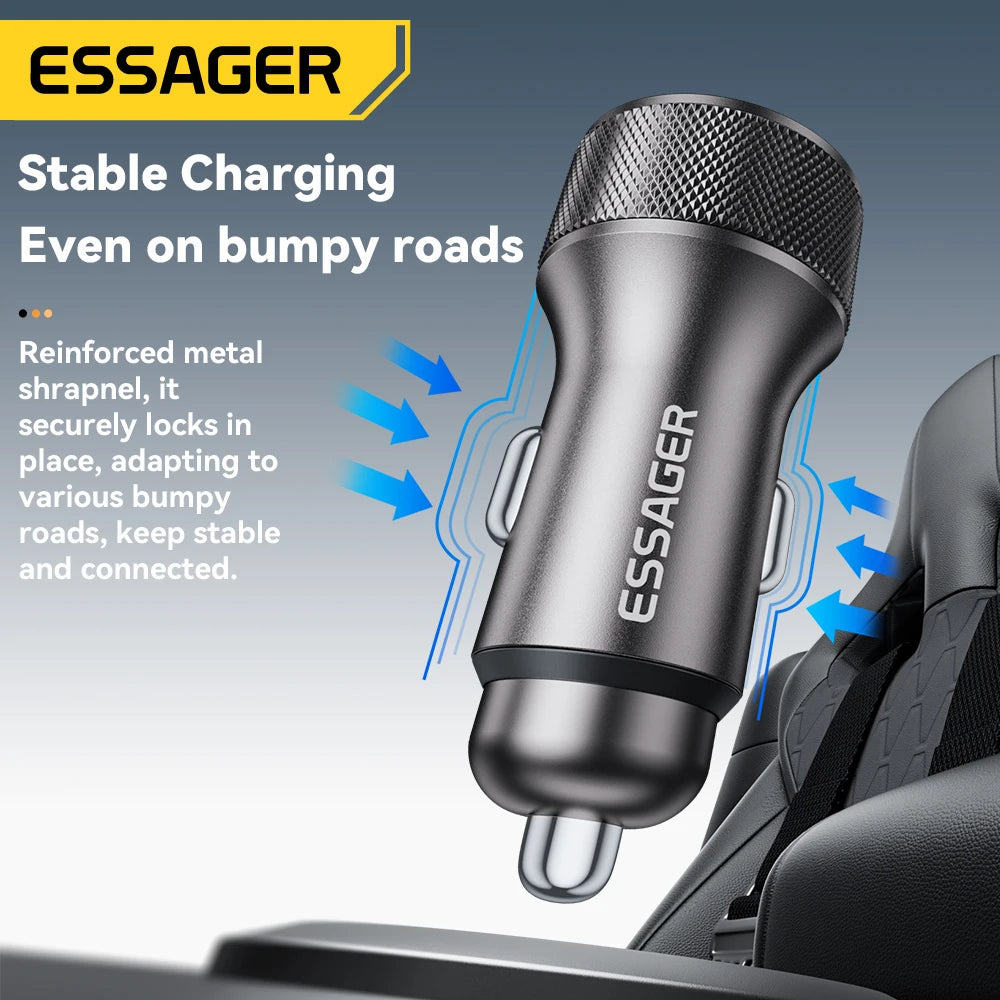 45W USB C Car Charger PD3.0 QC3.0 Fast Charging 2 Port Adapter with Digital Display