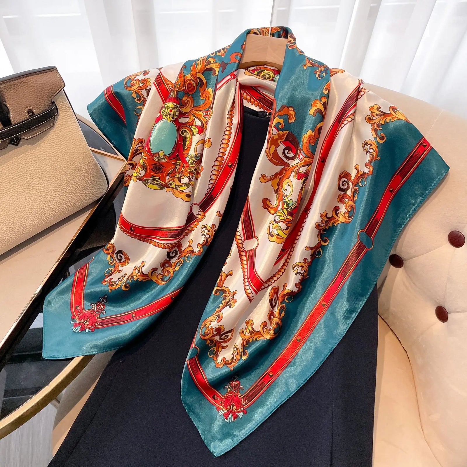 Square Women Scarves Silk Office Ladies Hair Neck Bandanna Headband Foulard Headcloth Muslim Headscarf Female muffler