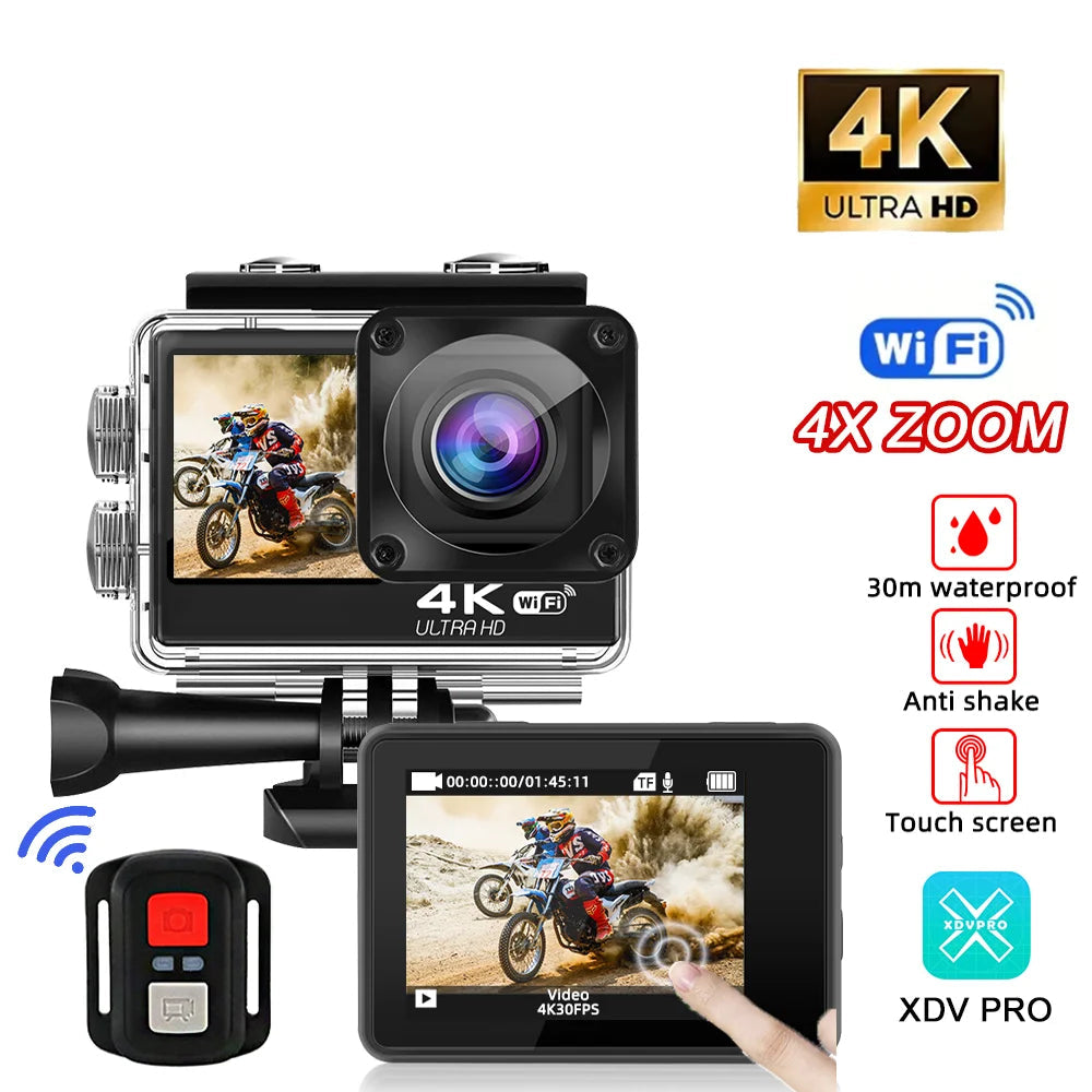 Action Sports Camera 4K Action Cam Pro Touchscreen Helmet Motorbike Helmet Cameras Video Recording Outdoor Waterproof WiFi
