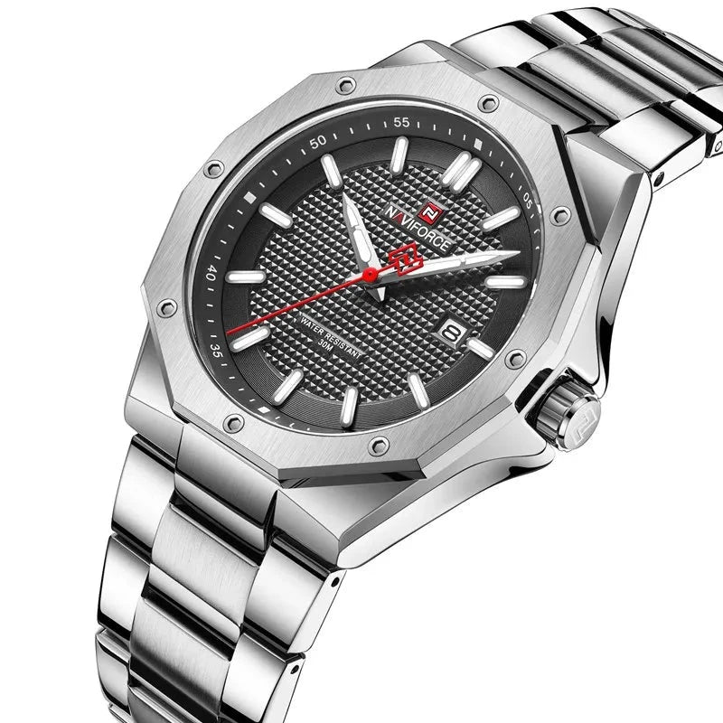 Sports Military Watches Stainless Steel Male Quartz Wristwatch Waterproof Luxury Causal Clock