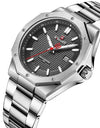 Sports Military Watches Stainless Steel Male Quartz Wristwatch Waterproof Luxury Causal Clock