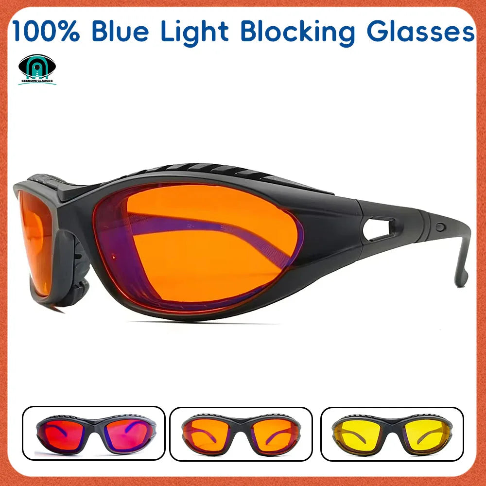 Orange Lens 100% Blue Light Blocking New Goggles Personality Glasses Gaming Reading Glasses Anti fatigue Sleep Aid Eyeglasses