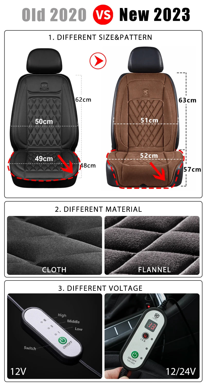 12/24V Heated Car Seat Cover Universal Car Seat Heater 30' Fast Heating Winter Car Heating Cushion Back Warmer Heating Pads 2023
