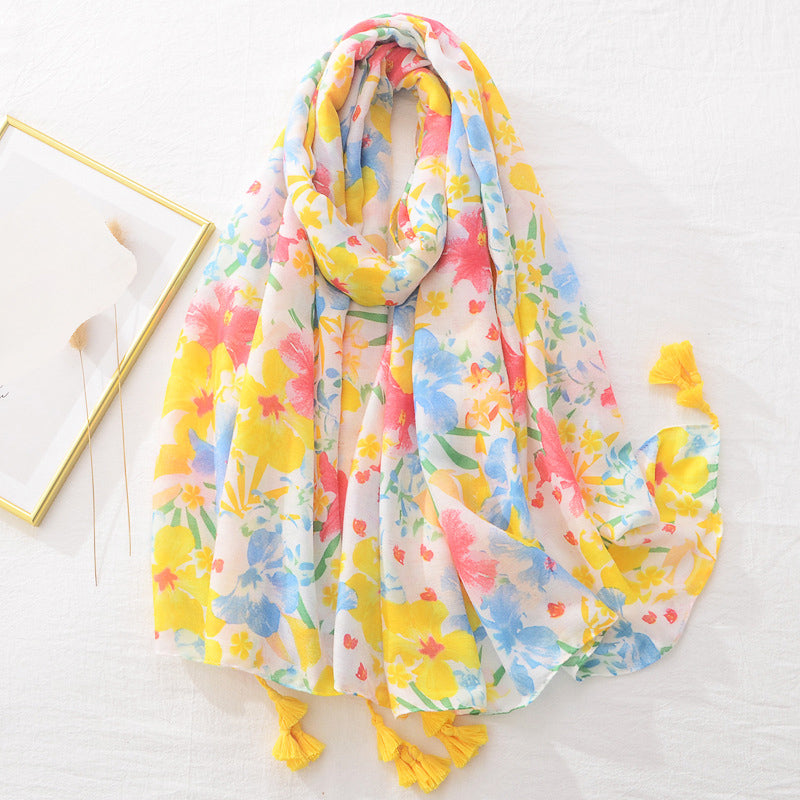Floral Brand Scarf Luxury Designers New Style Women Elegant Scarves Hug Shawls Pink Purple Scarf Bandana Fashion Design Shawls