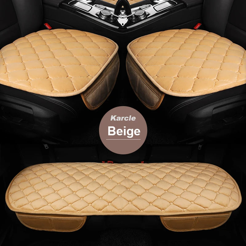 Plush Winter Car Seat Cover Warm Flocking Cloth Seat Cushion