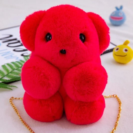 Cute Bear Plush Crossbody Backpack Soft Cartoon Shoulder Bag