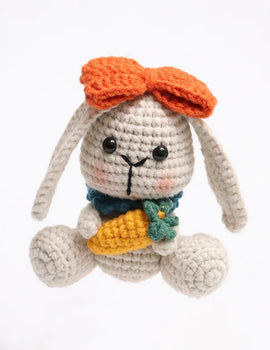 2 Pcs Kawaii Handmade Knitted Yarn Wool Rabbit Doll Keychain Pendant Cartoon Crochet Animal Dolls Home Room Decor Christmas Gift