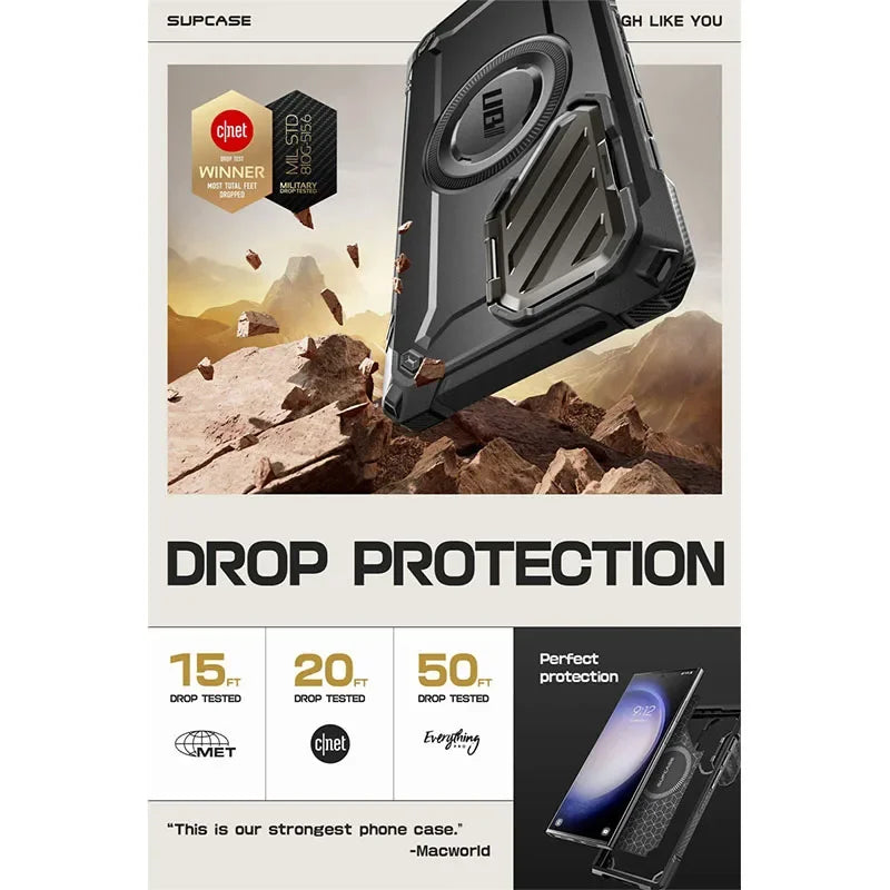 For Samsung Galaxy S24 Ultra Case 6.8 inch 2024 UB Mag XT Full Body Rugged Case with Camera Cover & Built-in Kickstand