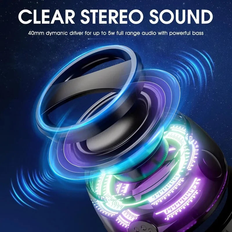 Outdoor  Bluetooth Speaker Wireless Portable Mini Travel Stereo Speaker with RGB Color Light and Phone Holder for Ios