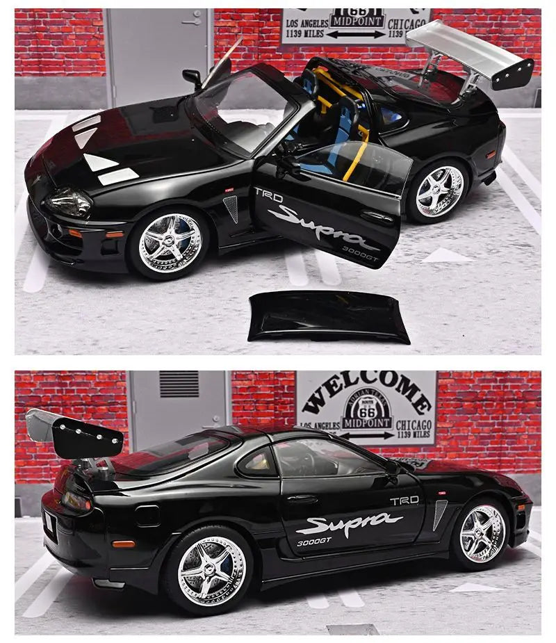 1 24 Scale Supra A80 JDM Supercar Diecast Pull Back Model Car with Sound and Light