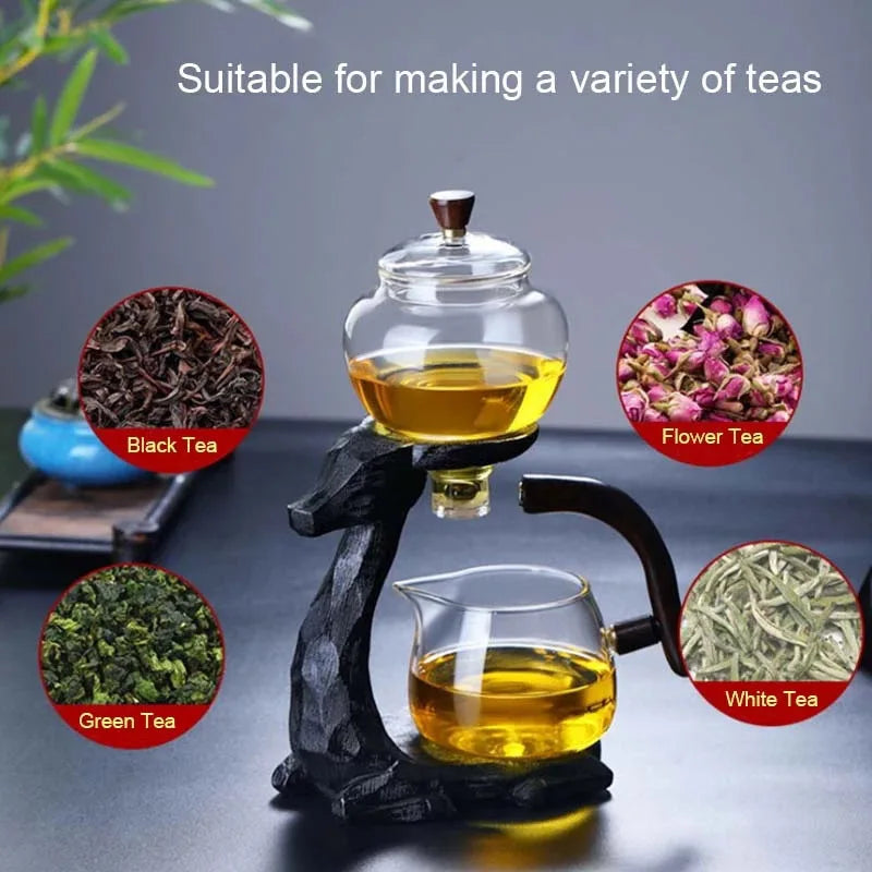 Tea Set Elk Shape Automatic Tea Set Purer Oolong Teapot And Cup Set Heat-resistant Glass Teapot With Base