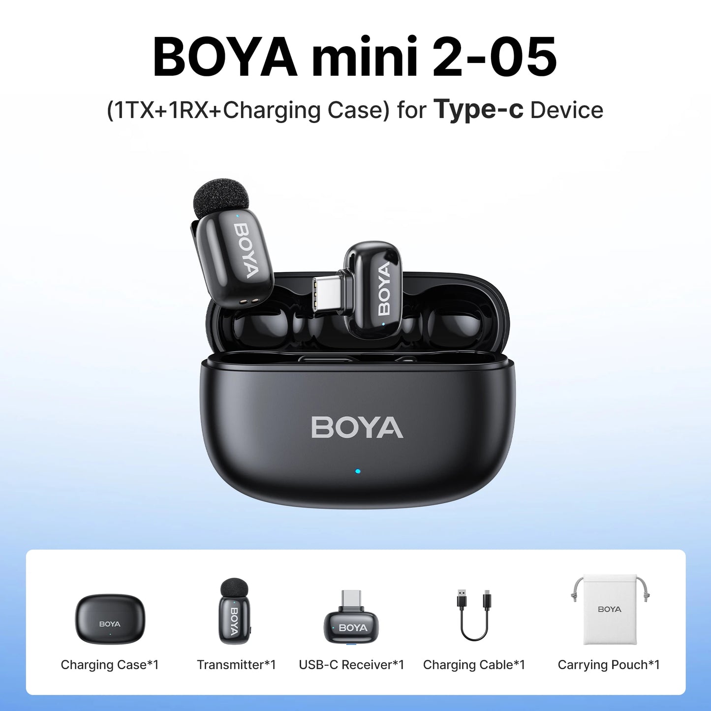 Mini 2 Wireless Lavalier Lapel Mini Microphone Noise Reduction for iPhone 6-17 USB-C Android SmartPhone PC Live Streaming
