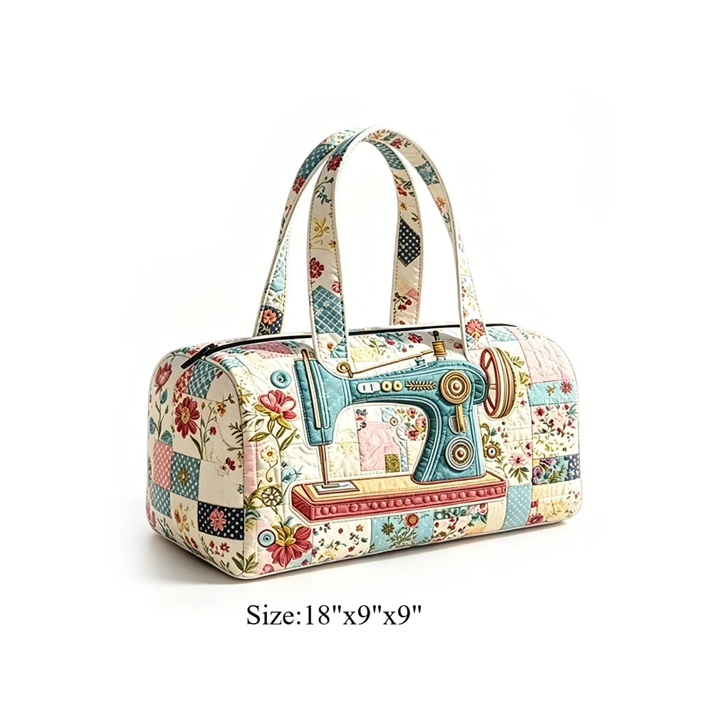 Animal Cow Floral Print Quilted Duffel Bag Weekender Travel Bag Lightweight Overnight Carry On Luggage for Gym Sports Getaway
