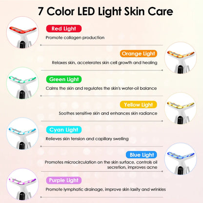 Neck Beauty Device Neck Massager with 7 Color Light Hot Compress Neck wrinkle Removal Massage Beauty Tool Skin Care USB Charging