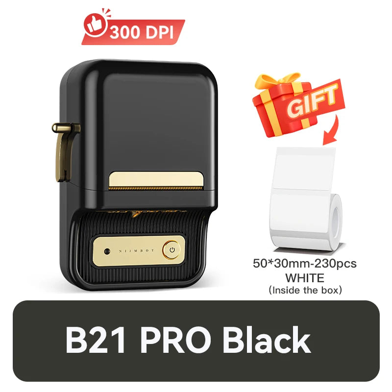 B21 / B21 Pro Thermal Label Printer, Bluetooth Wireless Sticker Maker 20–50mm, Portable Inkless Barcode Label Printer for Office & Retail