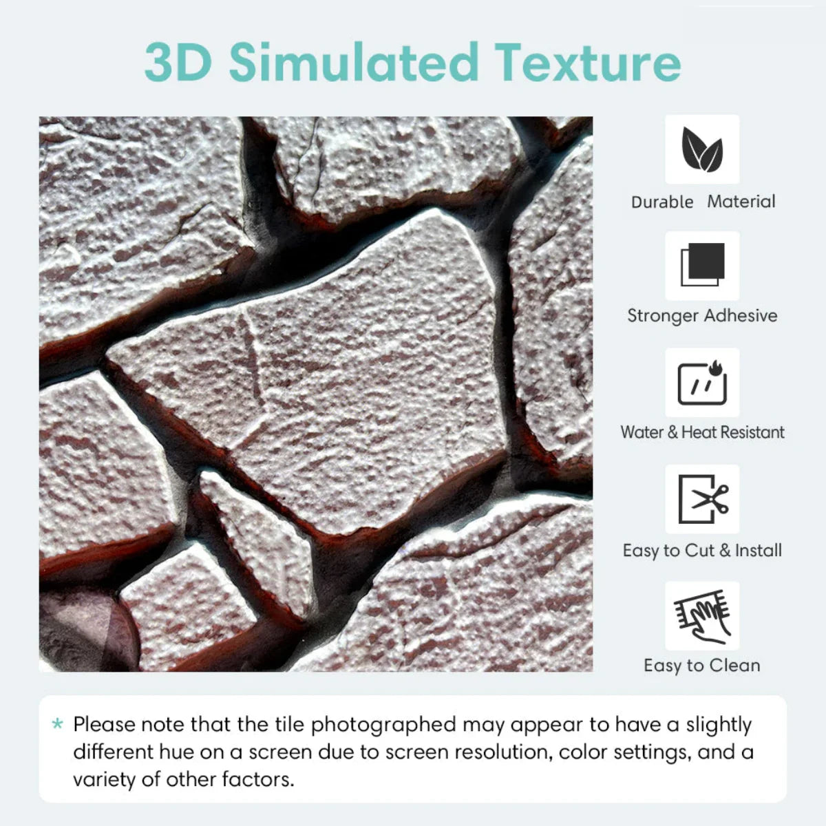 10pcs 3D Faux Stone Peel and Stick Wall Panel Self Adhesive Kitchen Tile Backsplash 3D Wall Sticker Tile Sticker 30cm x 30 cm