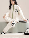 Women’s Christmas Fleece Pajama Set – Warm Flannel Zipper Sleepwear, Thick Coral Velvet