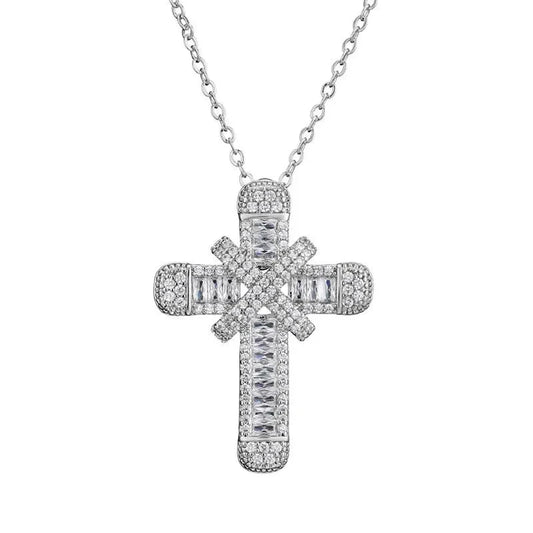 Fashion Cubic Zirconia Cross Pendant Necklaces