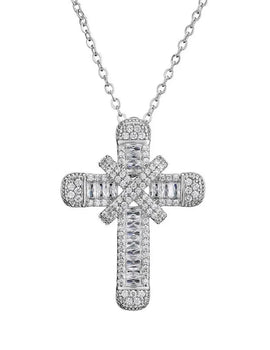 Fashion Cubic Zirconia Cross Pendant Necklaces