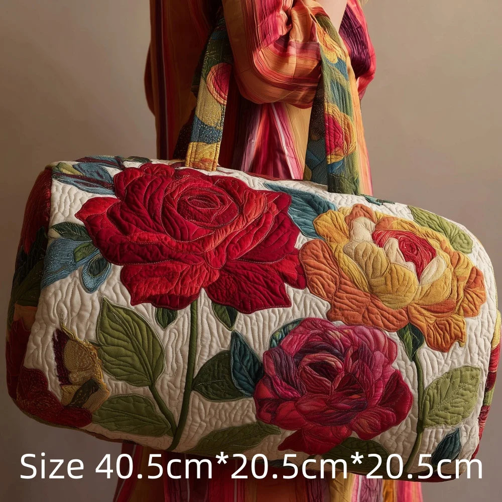 Fashion 3D Printed Quilted Travel Bag for Women Floral Tote Weekender Large Flower Pattern Carry On Handbag Vacation Bags