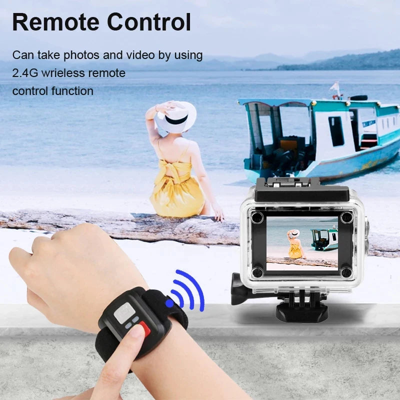 4K WiFi Action Camera with 2 Inch Screen and 30M Waterproof Case