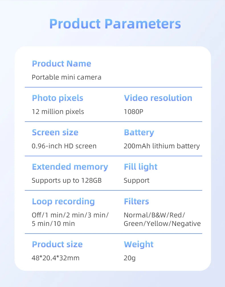 1080P Pocket Action Camera Portable with LED Retro Camera Outdoor Bodycam Mini Keychain Digital Cam 0.96-inch HD Video Recorder