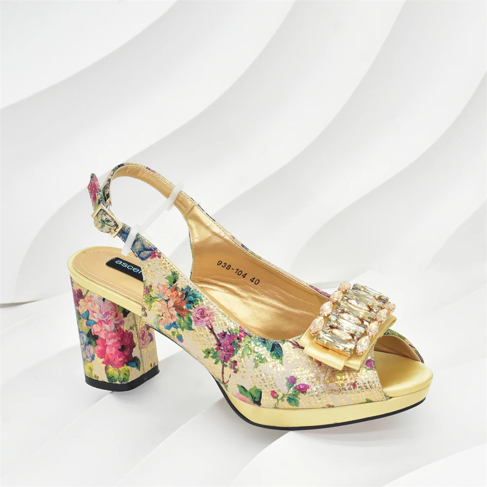 Italian Design Rhinestone-encrusted Ladies Party Shoes And Special Bag High Heels And Dual Purpose Bag Women's Shoes