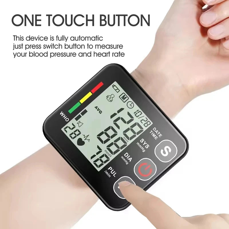 Wrist Digital Blood Pressure Monitor Voice Medical Tonometer Automatic Tonometer Meter Medical Tensiometer Pulse Rate Meter