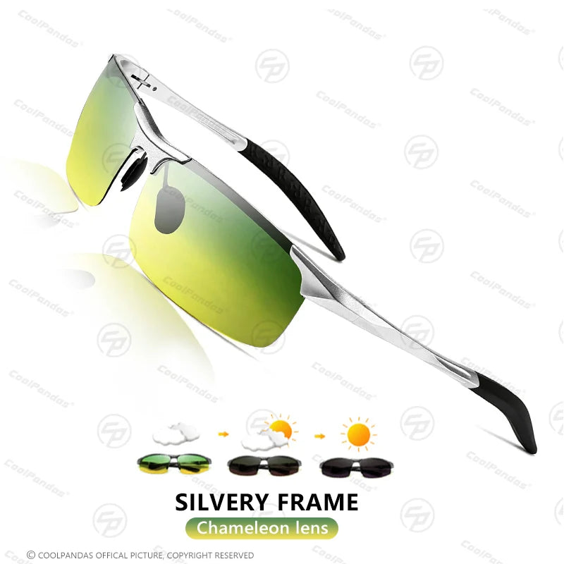 Aluminum Frame Photochromic Polarized UV400 Day Night Driving Safety Sunglasses for Men