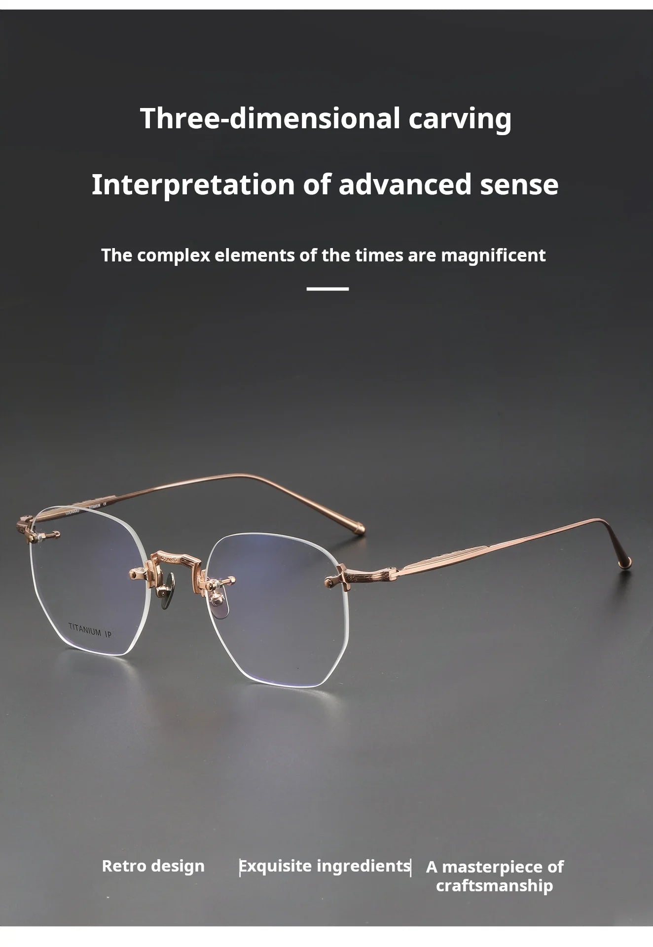Luxury Lightweight Titanium Rimless Polygonal Eyeglasses Frames
