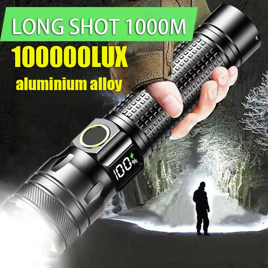 Rechargeable LED Flashlight High Power Waterproof Torch With Power Display