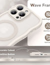 For iPhone 15 Pro Max Case Curly Wave Frame Shape Design Camera Protection Drop Shockproof Compatible with MagSafe Phone Case