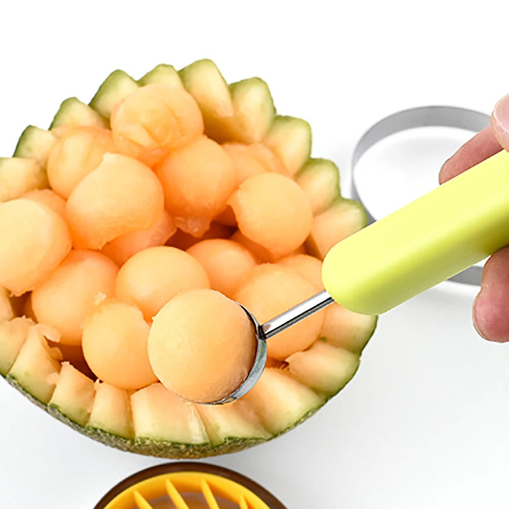 3 In 1 Fruit Ball Digger Carving Knife Kiwi Fruit Lemon Spoon Hami Melon Separating Cutter Portable Household Kitchen Gadget Set