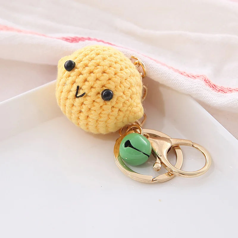 5 Pcs Handmade Weaving Keychain Wool Crochet Unique Knitted Pendant Keyring Strawberry Watermelon Orange Pendant Key Chain Gifts