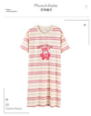 Women’s Cotton Nightgown – Korean Style Cute Print, Summer Short Sleeve Sleepwear Dress