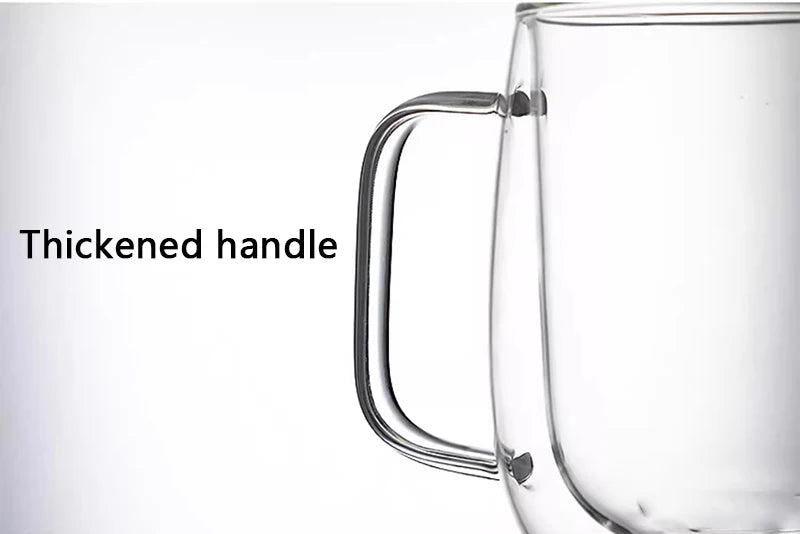 250/400ml Clear Double Wall Glass Cup Home Coffee Milk Mug With Handle Hot Cold Beverage Juice Drinkware Cup Set Of 1/2/4pcs