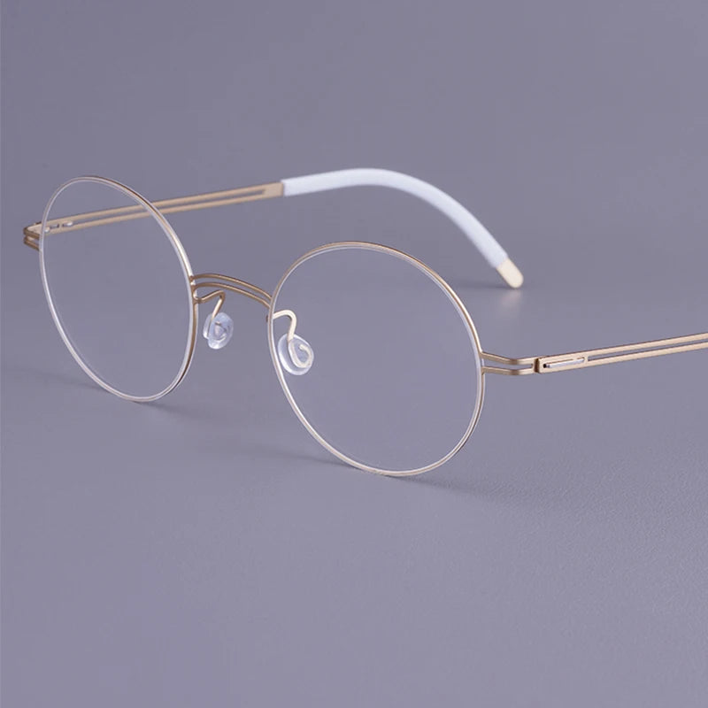 Round Screwless Pure Titanium Eyeglasses Frame