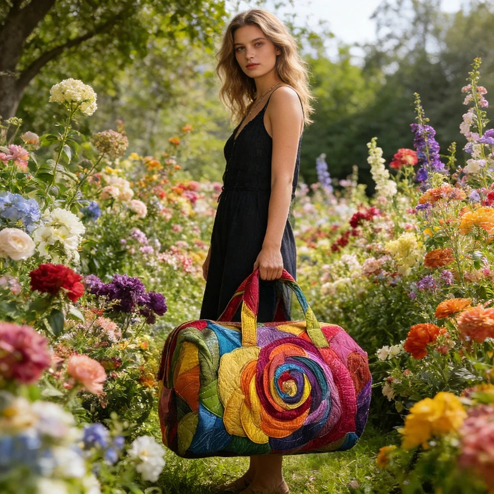 Fashion 3D Printed Quilted Travel Bag for Women Floral Tote Weekender Large Flower Pattern Carry On Handbag Vacation Bags