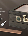 Cigar Humidor, Glass Top Desktop Box with Digital Thermo-Hygrometer, Humidifier, Divider, Accessories Drawer & Combination Lock