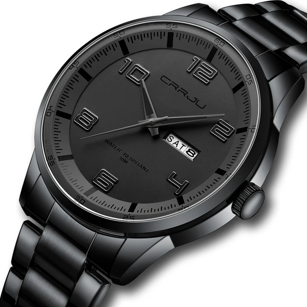 Men Luxury Watches Stainless Steel Quartz Auto Date Clock with Luminous Hands Relogio Masculino