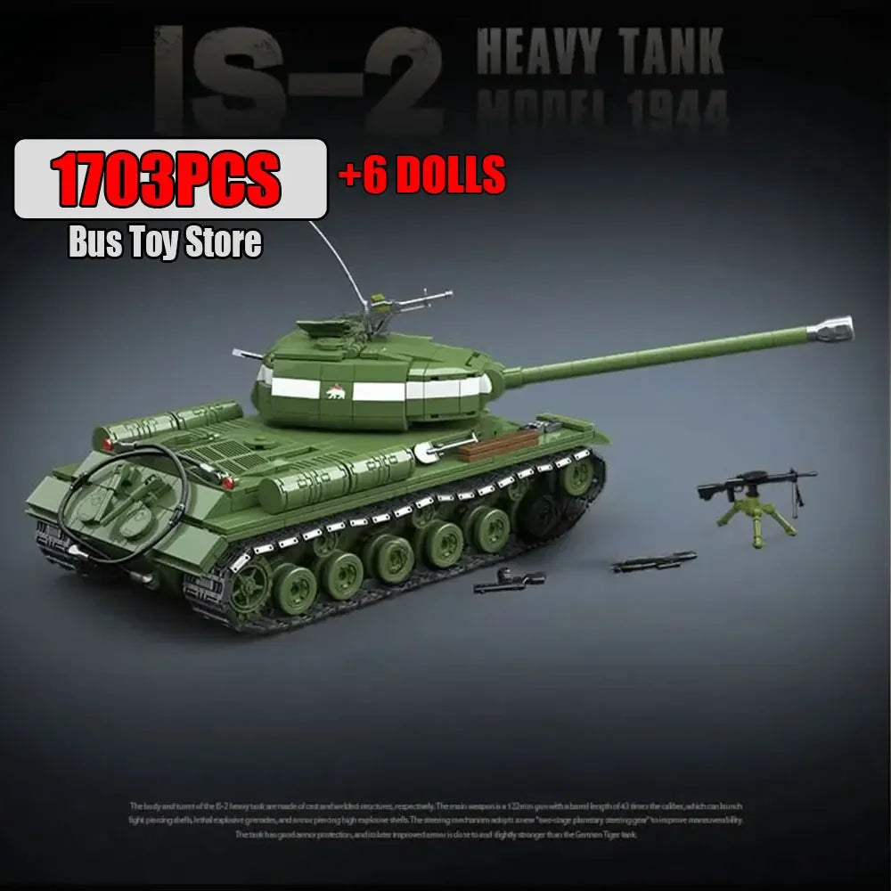 Soviet Military Series IS-2M Tank KV-2 Heavy Tank Truck WW2 Tank Building Blocks Bricks Model Set Toys for s Gifts Technical